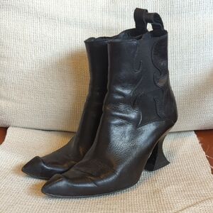 John Fluevog - Flame Chelsea High Heel Black Leather Women's Boots
